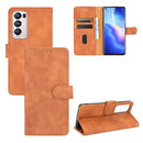 For OPPO Find X3 Neo Solid Color Skin Feel Magnetic Buckle Horizontal Flip Calf Texture PU Leather Case with Holder & Card Slots & Wallet(Brown)