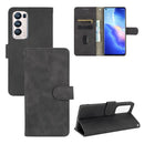 For OPPO Find X3 Neo Solid Color Skin Feel Magnetic Buckle Horizontal Flip Calf Texture PU Leather Case with Holder & Card Slots & Wallet(Black)