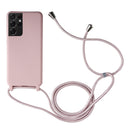 For Samsung Galaxy S21 Ultra 5G Candy Colors TPU Protective Case with Lanyard(Rose Gold)