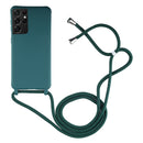 For Samsung Galaxy S21 Ultra 5G Candy Colors TPU Protective Case with Lanyard(Dark Green)