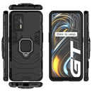 For OPPO Realme GT 5G PC + TPU Shockproof Protective Case with Magnetic Ring Holder(Black)