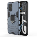 For OPPO Realme GT 5G PC + TPU Shockproof Protective Case with Magnetic Ring Holder(Navy Blue)