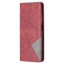 For Xiaomi Redmi Note 10 4G / Note 10s Rhombus Texture Horizontal Flip Magnetic Leather Case with Holder & Card Slots(Red)