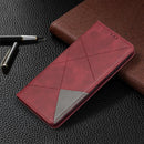 For Xiaomi Redmi Note 10 4G / Note 10s Rhombus Texture Horizontal Flip Magnetic Leather Case with Holder & Card Slots(Red)