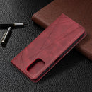 For Xiaomi Redmi Note 10 4G / Note 10s Rhombus Texture Horizontal Flip Magnetic Leather Case with Holder & Card Slots(Red)
