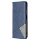 For Xiaomi Redmi Note 10 4G / Note 10s Rhombus Texture Horizontal Flip Magnetic Leather Case with Holder & Card Slots(Blue)