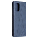 For Xiaomi Redmi Note 10 4G / Note 10s Rhombus Texture Horizontal Flip Magnetic Leather Case with Holder & Card Slots(Blue)