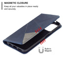 For Xiaomi Redmi Note 10 4G / Note 10s Rhombus Texture Horizontal Flip Magnetic Leather Case with Holder & Card Slots(Blue)