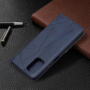 For Xiaomi Redmi Note 10 4G / Note 10s Rhombus Texture Horizontal Flip Magnetic Leather Case with Holder & Card Slots(Blue)
