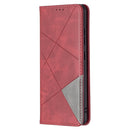 For Samsung Galaxy A32 4G Rhombus Texture Horizontal Flip Magnetic Leather Case with Holder & Card Slots(Red)