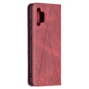 For Samsung Galaxy A32 4G Rhombus Texture Horizontal Flip Magnetic Leather Case with Holder & Card Slots(Red)