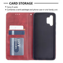 For Samsung Galaxy A32 4G Rhombus Texture Horizontal Flip Magnetic Leather Case with Holder & Card Slots(Red)