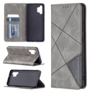 For Samsung Galaxy A32 4G Rhombus Texture Horizontal Flip Magnetic Leather Case with Holder & Card Slots(Grey)