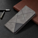 For Samsung Galaxy A32 4G Rhombus Texture Horizontal Flip Magnetic Leather Case with Holder & Card Slots(Grey)