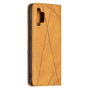 For Samsung Galaxy A32 4G Rhombus Texture Horizontal Flip Magnetic Leather Case with Holder & Card Slots(Yellow)