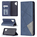 For Samsung Galaxy A32 4G Rhombus Texture Horizontal Flip Magnetic Leather Case with Holder & Card Slots(Blue)