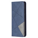 For Samsung Galaxy A32 4G Rhombus Texture Horizontal Flip Magnetic Leather Case with Holder & Card Slots(Blue)