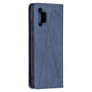 For Samsung Galaxy A32 4G Rhombus Texture Horizontal Flip Magnetic Leather Case with Holder & Card Slots(Blue)
