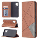 For Samsung Galaxy A32 4G Rhombus Texture Horizontal Flip Magnetic Leather Case with Holder & Card Slots(Brown)