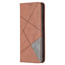 For Samsung Galaxy A32 4G Rhombus Texture Horizontal Flip Magnetic Leather Case with Holder & Card Slots(Brown)