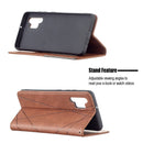 For Samsung Galaxy A32 4G Rhombus Texture Horizontal Flip Magnetic Leather Case with Holder & Card Slots(Brown)