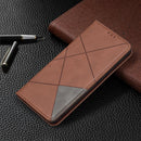 For Samsung Galaxy A32 4G Rhombus Texture Horizontal Flip Magnetic Leather Case with Holder & Card Slots(Brown)