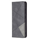For Samsung Galaxy A32 4G Rhombus Texture Horizontal Flip Magnetic Leather Case with Holder & Card Slots(Black)