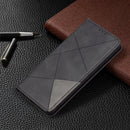 For Samsung Galaxy A32 4G Rhombus Texture Horizontal Flip Magnetic Leather Case with Holder & Card Slots(Black)
