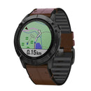 For Garmin Fenix 6 Silicone + Leather Quick Release Watch Band(Coffee)