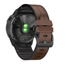 For Garmin Fenix 6 Silicone + Leather Quick Release Watch Band(Coffee)