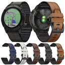 For Garmin Fenix 6 Silicone + Leather Quick Release Watch Band(Brown)