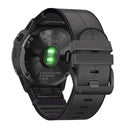 For Garmin Fenix 6X Silicone + Leather Quick Release Watch Band(Black)