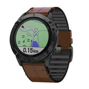 For Garmin Fenix 6X Silicone + Leather Quick Release Watch Band(Coffee)
