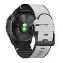 For Garmin Fenix 6X Silicone + Leather Quick Release Watch Band(Light Grey)