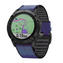 For Garmin Fenix 6X Silicone + Leather Quick Release Watch Band(Blue)
