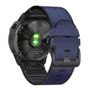 For Garmin Fenix 6X Silicone + Leather Quick Release Watch Band(Blue)