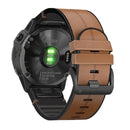 For Garmin Fenix 6X Silicone + Leather Quick Release Watch Band(Brown)