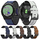 For Garmin Fenix 6X Silicone + Leather Quick Release Watch Band(Black)