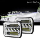 7 inch(5X7)/(7X6) H4 DC 9V-30V 30000LM 200W Car Square Shape LED Headlight Lamps for Jeep Wrangler, with Angel Eye