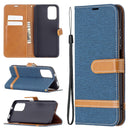 For Xiaomi Redmi Note 10 4G / Note 10S Color Matching Denim Texture Horizontal Flip Leather Case with Holder & Card Slots & Wallet & Lanyard(Dark Blue)