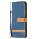 For Xiaomi Redmi Note 10 4G / Note 10S Color Matching Denim Texture Horizontal Flip Leather Case with Holder & Card Slots & Wallet & Lanyard(Dark Blue)