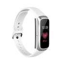 For Samsung Galaxy Fit SM-R370 Silicone Steel Shrapnel Black Buckle Watch Band(White)