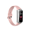 For Samsung Galaxy Fit SM-R370 Silicone Steel Shrapnel Black Buckle Watch Band(Pink)