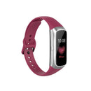 For Samsung Galaxy Fit SM-R370 Silicone Steel Shrapnel Black Buckle Watch Band(Wine Red)
