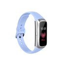 For Samsung Galaxy Fit SM-R370 Silicone Steel Shrapnel Black Buckle Watch Band(Chrysanthemum Blue)