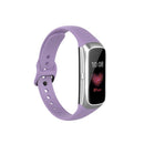 For Samsung Galaxy Fit SM-R370 Silicone Steel Shrapnel Black Buckle Watch Band(Light Purple)