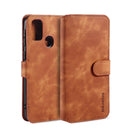 For Galaxy M30s DG.MING Retro Oil Side Horizontal Flip Case with Holder & Card Slots & Wallet(Brown)