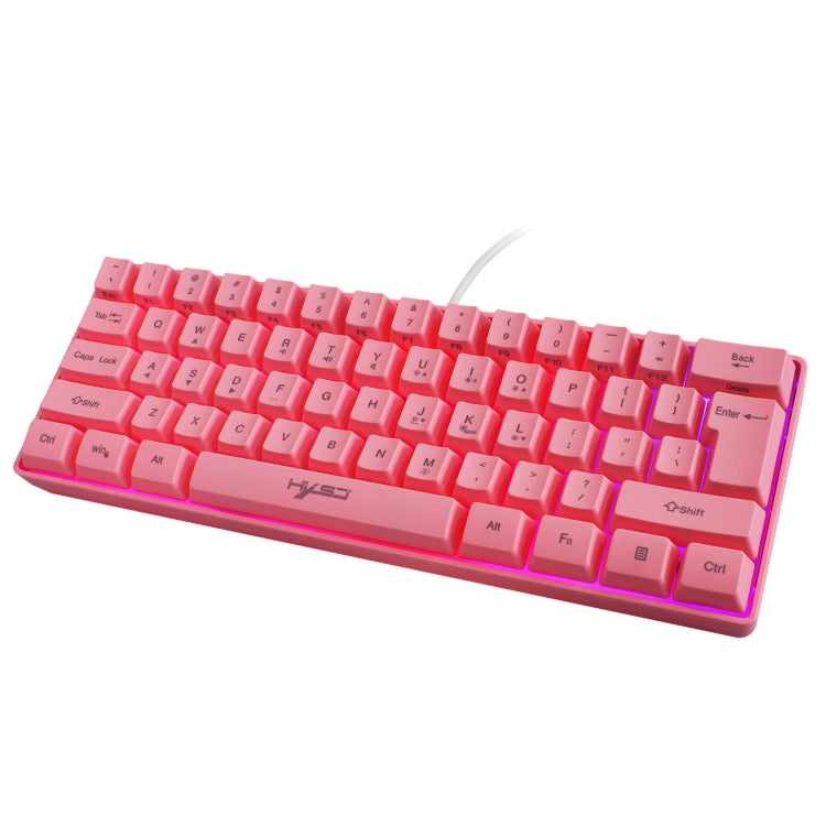 HXSJ V700 61 Keys RGB Lighting Gaming Wired Keyboard (Pink)