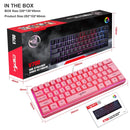HXSJ V700 61 Keys RGB Lighting Gaming Wired Keyboard (Pink)