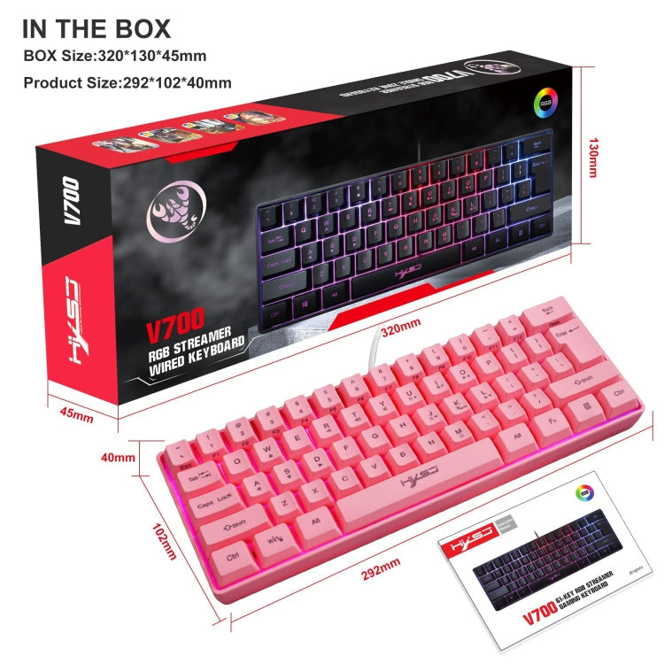 HXSJ V700 61 Keys RGB Lighting Gaming Wired Keyboard (Pink)